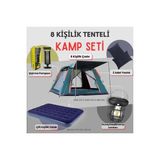 Byanes 8 Kişilik Otomatik Kamp Çadırı ve Şişme Yatak Seti ile Aydınlatıcı Kamp Seti