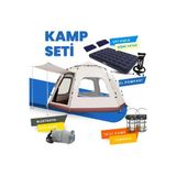 Byanes Açık Hava Kamp Seti 4-8 Kişi Otomatik Çadır, Lamba, Yatak, Yastık, Pompa, Hoparlör