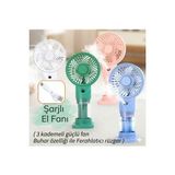 Byanes El Tipi Şarjlı Mini Vantilatör, 3 Kademeli, Usb, Taşınabilir, Masaüstü Fan