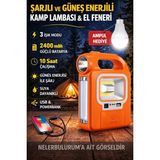 Byanes Güneş Enerjili USB Şarjlı Kamp ve Bahçe Lambası, Ampul Hediyeli