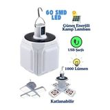 Byanes Katlanabilir Güneş Enerjili Kamp Lambası, USB Şarjlı 60 LED Işık