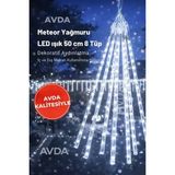 Byanes Meteor Yağmuru LED Işık 50 Cm, Bahçe ve Balkon Dekorasyonu Için Renkli Süslemeler