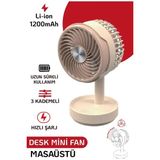 Byanes Mini Masaüstü Vantilatör, Teleskopik 3 Kademe, Type-C Hızlı Şarjli Soğutucu