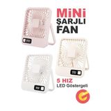 Byanes Mini Sessiz Vantilatör, 180° Ayarlanabilir, 5 Hız, LED Göstergeli, Type-C Şarj