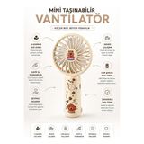 Byanes Mini Taşınabilir El Fanı, USB Masaüstü Vantilatör, Ayıcık Temalı, 3 Kademeli