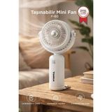 Byanes Mini Taşınabilir El Vantilatörü, Hareketli Başlık, 3 Kademe, Beyaz
