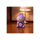 Byanes Mini Tavşan Fan, USB Şarjlı Masaüstü Vantilatör, Mor Pembe Işıklı