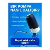 Byanes Şarjlı Damacana Pompası Otomatik Şarj Su Pompası Seti Damacana ve 5LT+10LT Uyumlu
