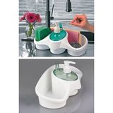Byanes Sıvı Sabunluk Bulaşık Teli Süngeri Hazneli Sıvı Deterjanlık Sıvı Sabunluk Plastik Organizer