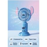 Byanes Taşınabilir Mini Fan, Şarjlı, Sessiz, 3 Kademe, Type-C, Telefon Tutucu