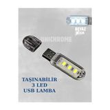 Byanes Taşınabilir Mini USB LED Lamba 3 LED Beyaz Kamp Stick Işık