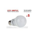Byanes Üstün Performanslı 7 Watt LED Ampul Lamba Işık - Enerji Tasarrufu Parlak Aydınlatma Ideal - 5 Adet