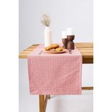 Byars Blişim Wellstil Doku | Keten Piti Kareli Runner - Piknik Örtüsü 40 x 150 cm (Kırmızı) - Açık Bej