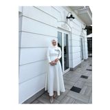 BYATEİLER Beyaz Lina Kurdeleli Tesettür Abiye