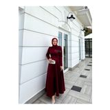BYATEİLER Bordo Lina Kurdeleli Tesettür Abiye