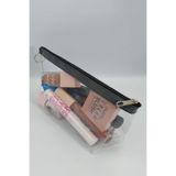 BYBAG 24 cm Siyah Fermuarlı Şeffaf PVC Üçgen Makyaj Çantası ÜÇGEN_SİYAH_PVC_MAKYAJ