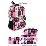 BYBAG 4 lu set blackpink k pop desenli sirt cantasi makyaj cantasi buyuk boy makyaj cantasi PEMBE_BLACKPİNK_4LÜ_SET