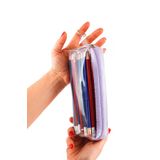 BYBAG Mor Fermuarlı Kaliteli PVC Şeffaf Kalemlik Makyaj Çantası Kalem Kutusu