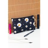 BYBAG Papatya Çiçek Desenli Kalemlik Fermuarlı Makyaj Çantası Büyük Boy 14cm X 23cm