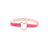 BYBAG Pembe Deri Tasma Kalp 35 cm Choker Kolye Takı