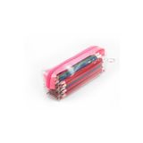 BYBAG Pembe Fermuarlı Kaliteli PVC Şeffaf Kalemlik Makyaj Çantası Kalem Kutusu
