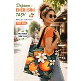 Bybag Retro Kedi ve Kitap Temalı Kadın Omuz Çantası - Fermuarlı Büyük Boy Oxford Kumaş Bez Çanta 40x35 cm BASKILIOMUZCANTASI