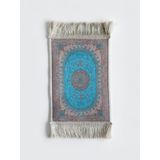 BYBARS El Yapımı Osmanlı Desenli Mini Kilim 20x33 cm – Dekoratif Masa Üstü Kilim – Türk Motifli Geleneksel Ev Dekoru – Püsküllü Vintage Mini Halı (Mavi Çok Renkli 13)
