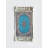 BYBARS El Yapımı Osmanlı Desenli Mini Kilim 20x33 cm – Dekoratif Masa Üstü Kilim – Türk Motifli Geleneksel Ev Dekoru – Püsküllü Vintage Mini Halı (Mavi Çok Renkli 13)