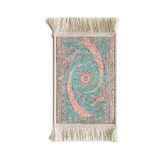 BYBARS El Yapımı Osmanlı Desenli Mini Kilim 20x33 cm – Dekoratif Masa Üstü Kilim – Türk Motifli Geleneksel Ev Dekoru – Püsküllü Vintage Mini Halı (Pembe Gök Mavisi 9)