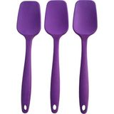 Bybirgül Büyük Boy Silikon Yanmaz Yapışmaz Düz Spatula Mor 3 Lü Set