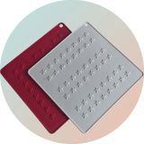 Bybirgül Slilikon Yıldız Kırmızı+Beyaz Nihale 17X17 cm (2li) Airfryer Pişirme Matı - Beyaz - Kırmızı