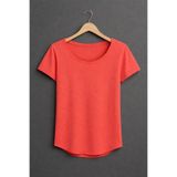 BYBÜLENT Açık Kırmızı Erkek Özel Üretim Geniş Pis Yaka Alt Oval Kesim Slim Tişört T-shirt