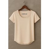 BYBÜLENT Erkek Bej Dar Kesim Özel Üretim Geniş Pis Yaka Alt oval Kesim Slim Tişört T-Shirt