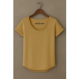 BYBÜLENT Erkek Camel Dar Kesim Özel Üretim Geniş Yaka Alt Oval Kesim Tişört T-Shirt