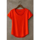 BYBÜLENT Kırmızı Erkek Özel Üretim Dar Kesim Geniş Pis Yaka Alt Oval Kesim Slim Tişört T-shirt