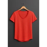 BYBÜLENT Nar Çiçeği Erkek Özel Üretim Dar Kesim Geniş Pis Yaka Alt Oval Kesim Slim Tişört T-shirt