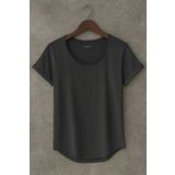 BYBÜLENT Siyah Erkek Özel Üretim Geniş Pis Yaka Alt Oval Kesim Slim Tişört T-shirt
