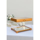 BYC Home Altın/Gümüş Çerçeveli Pleksi Çeyiz Sandığı – Bohça, Söz, Nişan, Düğün İçin Kutlama Sandığı, 24×34×24