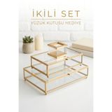 BYC Home & Design Cam Çikolata Kutusu Metal Çerçeveli Kapaklı Hediyelik Sunum ve Takı Kutusu Yüzük Kutusu Hediyeli 1105 - 1104