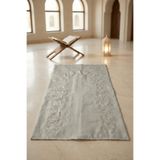 BYC Home & Design İşlemeli Keten Seccade Namazlık – Doğal Dokulu, Şık ve Sade Tasarım, Gri / Bej / Beyaz, 70 × 110 cm