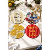 BYC TÜRKİYE La Dolce Vita Supla 4'lü Supla Set – Sicilya Temalı - 30 cm, 3 mm MDF, UV Baskı, Masa Sunumu
