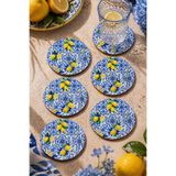 BYC TÜRKİYE Motifli ve Limon Desenli Bardak Altlığı 6’lı Set – Sicilya Temalı - 9 cm, 3 mm MDF, UV Baskı, Dekoratif Bardak Altlık