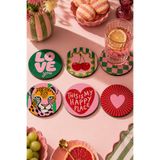 BYC TÜRKİYE Retro & Pop Art Desenli Bardak Altlığı 6’lı Set – 9 cm, 3 mm MDF, UV Baskı Dekoratif Bardak Altlık