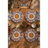 BYC TÜRKİYE Sole Mio Güneş Desenli 4'lü Supla Set – Akdeniz & Sicilya Temalı – 30 cm, 3 mm MDF, UV Baskı, Masa Sunumu