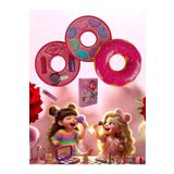BYCEGU 25963 DONUT ŞEKLİNDE 2 KATLI OYUNCAK GÜZELLİK MAKYAJ SETİ