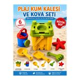BYCEGU Orta Boy Kale Model Oyuncak Plaj Kovası 6 Parça Kürek Tırmık Su ibriği Kum Kalıpları
