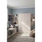 BYCİNO LEYLA 4 KAPAKLI 2 ÇEKMECELİ MODERN TASARIM MDF MEMBRAN KAPAK LAMBİRİ BEJ GARDIROP