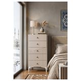 BYCİNO LEYLA 5 ÇEKMECELİ MODERN TASARIM MDF MEMBRAN KAPAK LAMBİRİ BEJ ŞİFONYER