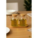 Bycomo 2’Li Bambu Vakumlu Kapaklı Masterchef 200 Ml Yağlık Borosilikat Cam Yağdanlık Seti