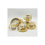 Bycomo By Como Lüx Gri-Gold Vintage Porselen Kahve Fincan 12 Parça & 6 Kişilik